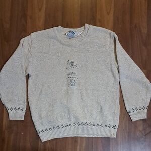 Northern Reflections Beige Crewneck Sweater with Embroidery